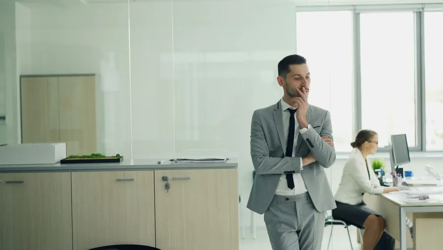Professional reviewing information in a modern office